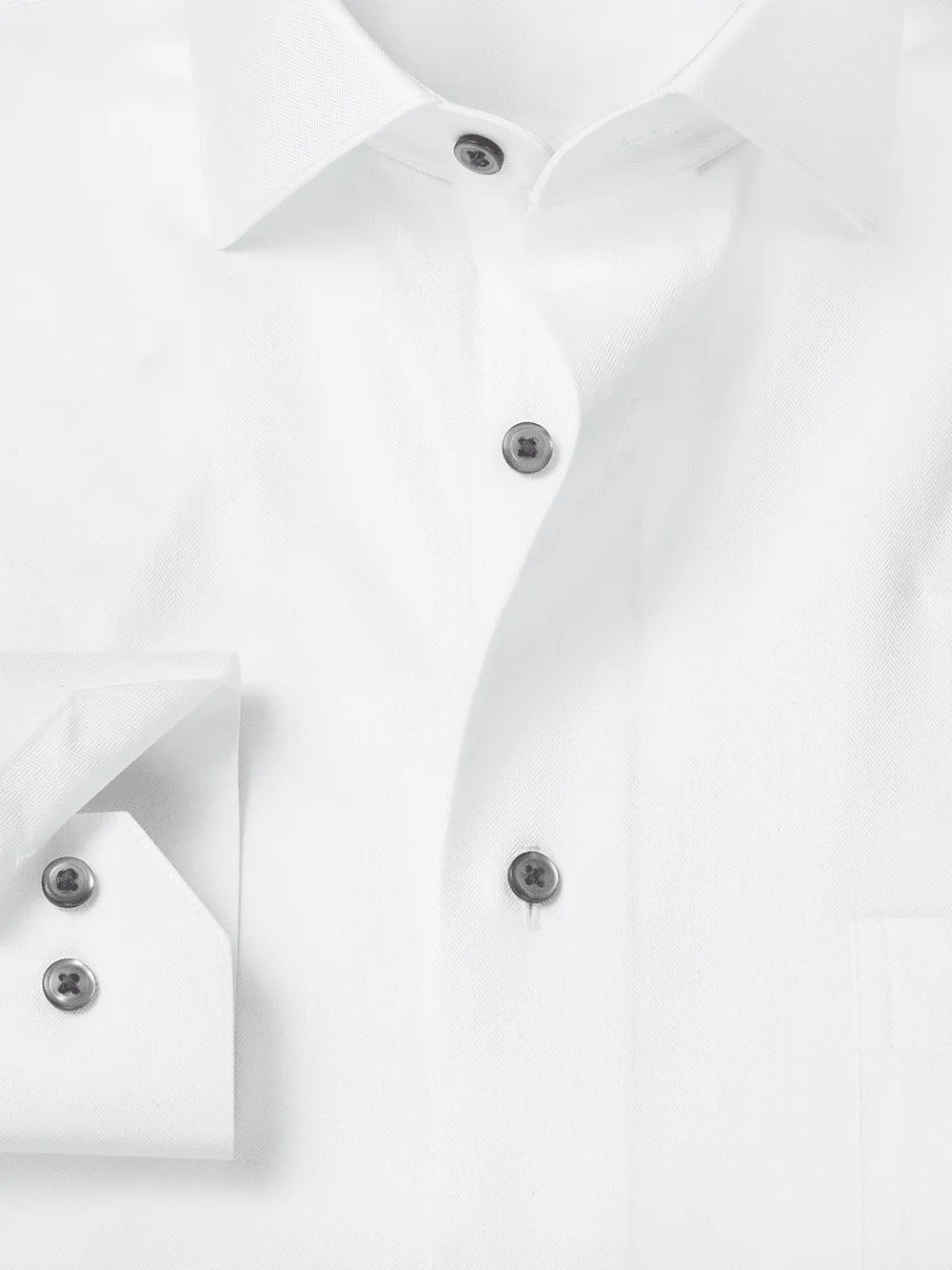 Comfort Stretch Non-Iron Herringbone Dress Shirt - White/black