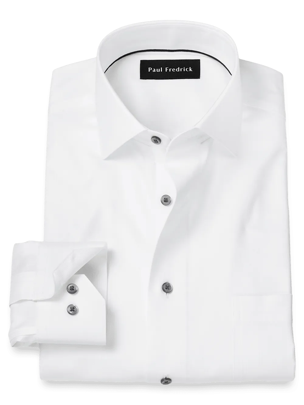 Comfort Stretch Non-Iron Herringbone Dress Shirt - White/black