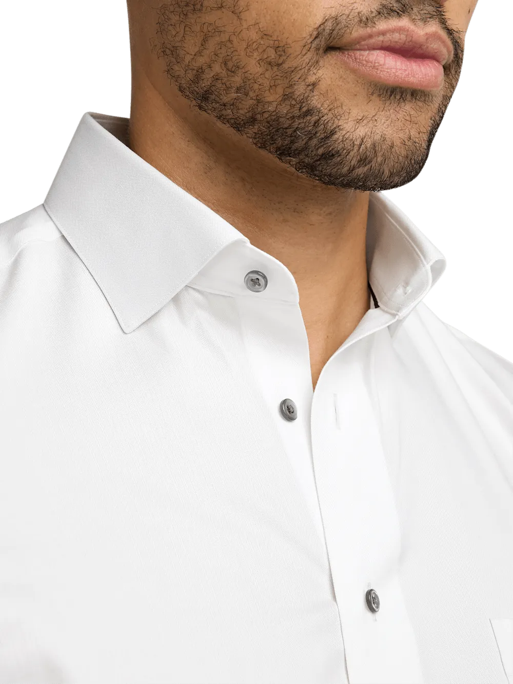 Comfort Stretch Non-Iron Herringbone Dress Shirt - White/black