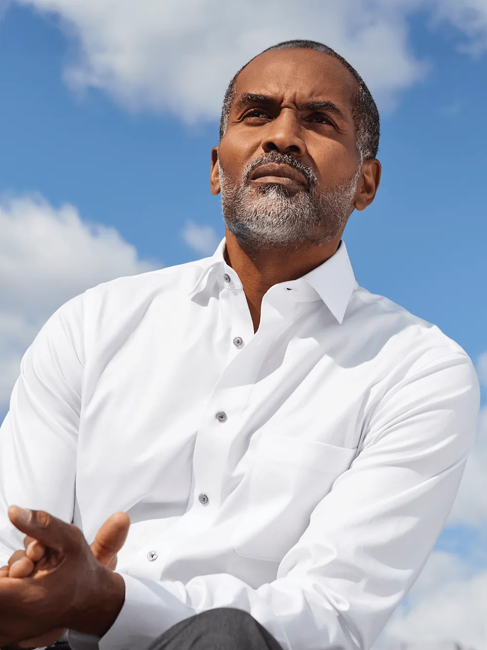 Comfort Stretch Non-Iron Herringbone Dress Shirt - White/black