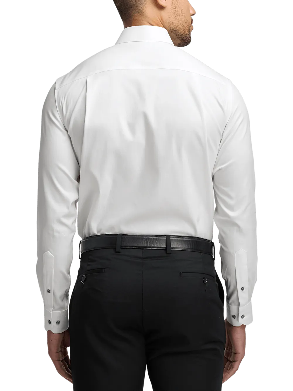 Comfort Stretch Non-Iron Herringbone Dress Shirt - White/black