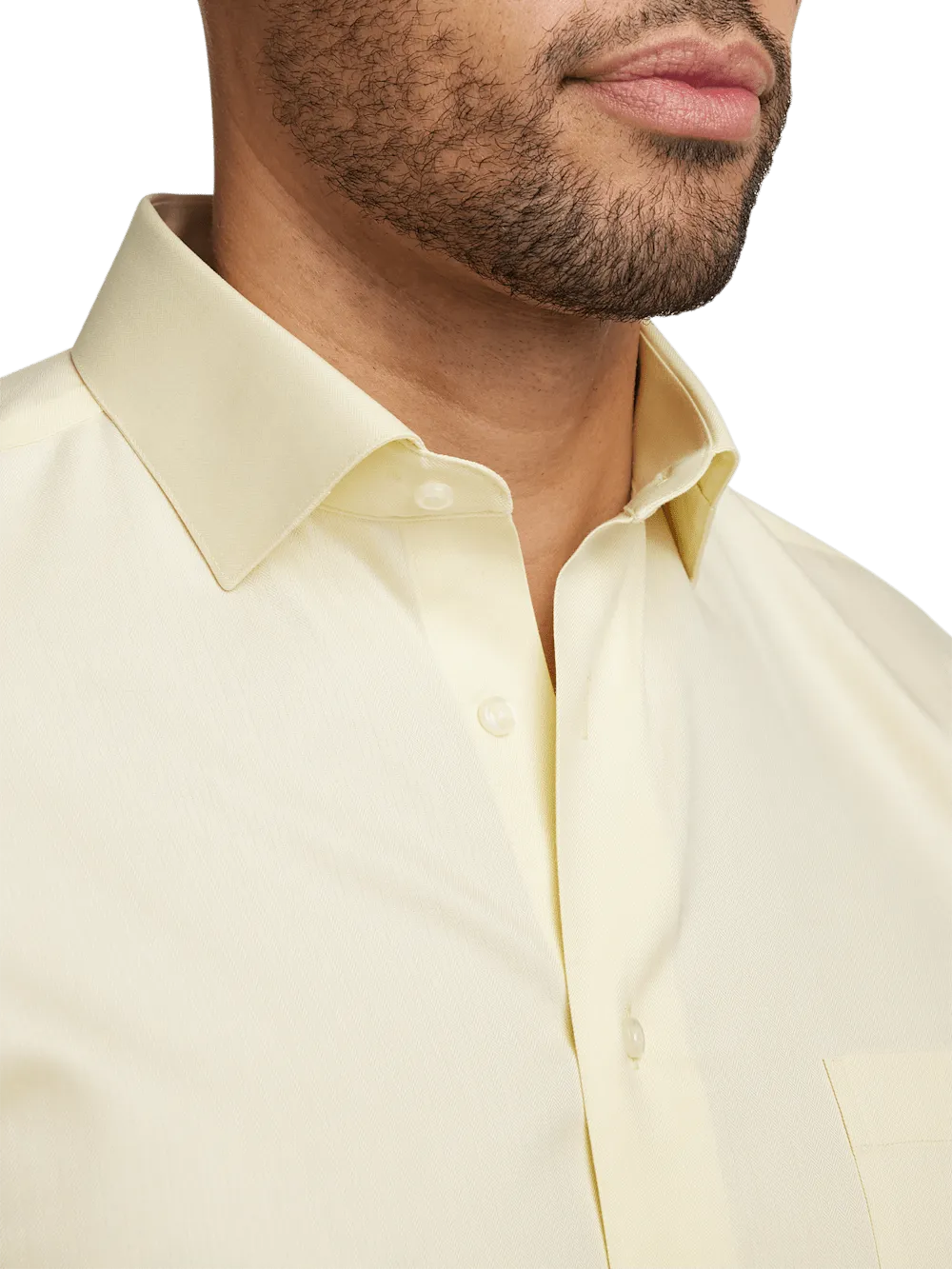 Comfort Stretch Non-Iron Herringbone Dress Shirt - Yellow