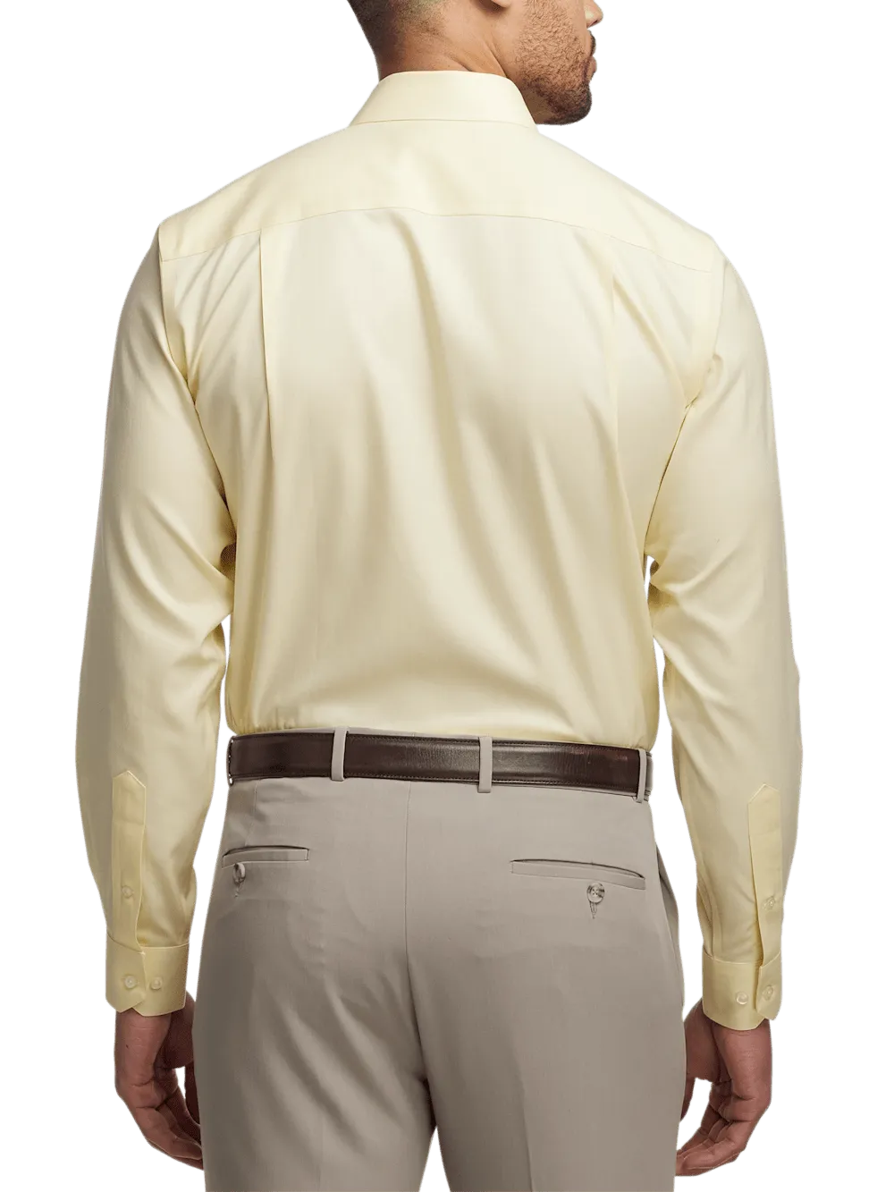 Comfort Stretch Non-Iron Herringbone Dress Shirt - Yellow