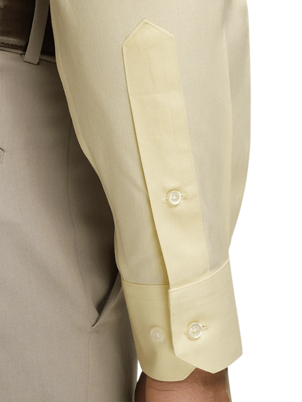Comfort Stretch Non-Iron Herringbone Dress Shirt - Yellow