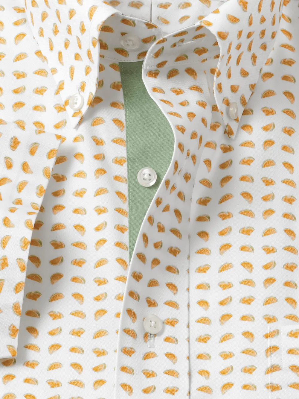 Comfort Stretch Non-Iron Novelty Dress Shirt With Contrast Trim - White/melon
