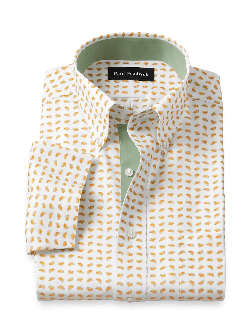 Comfort Stretch Non-Iron Novelty Dress Shirt With Contrast Trim - White/melon