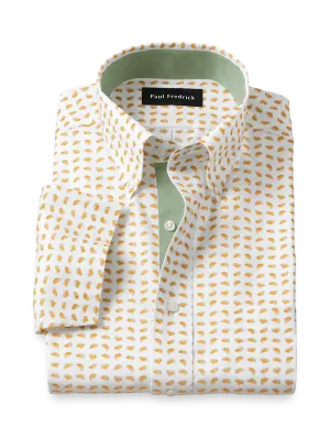 Comfort Stretch Non-Iron Novelty Dress Shirt With Contrast Trim - White/melon