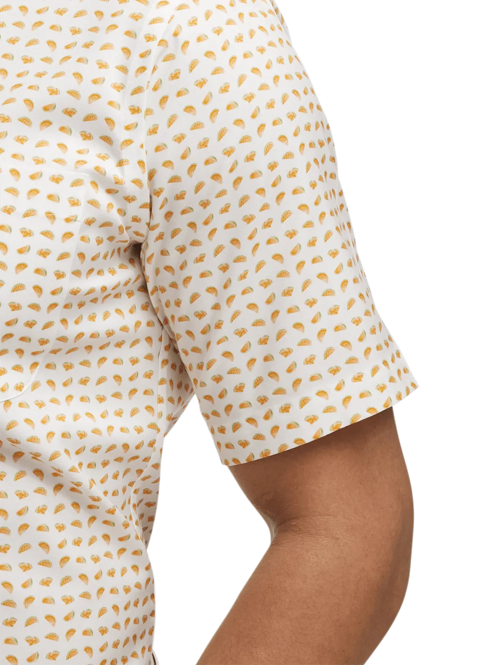 Comfort Stretch Non-Iron Novelty Dress Shirt With Contrast Trim - White/melon