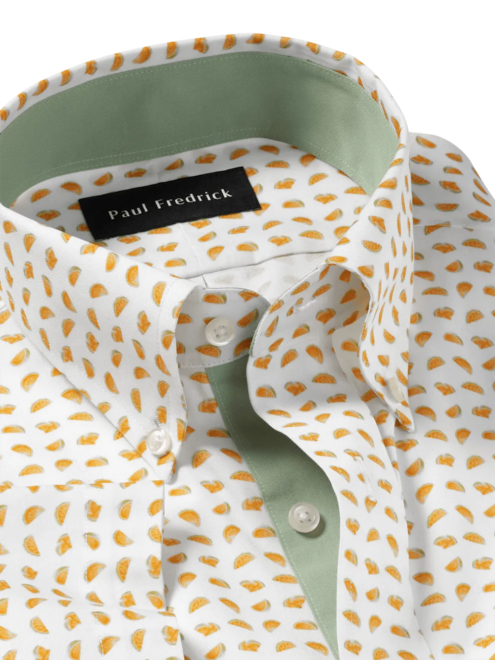 Comfort Stretch Non-Iron Novelty Dress Shirt With Contrast Trim - White/melon
