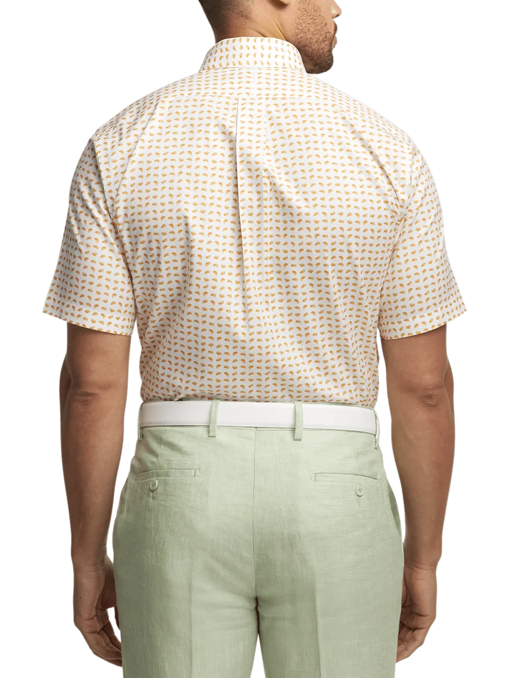 Comfort Stretch Non-Iron Novelty Dress Shirt With Contrast Trim - White/melon