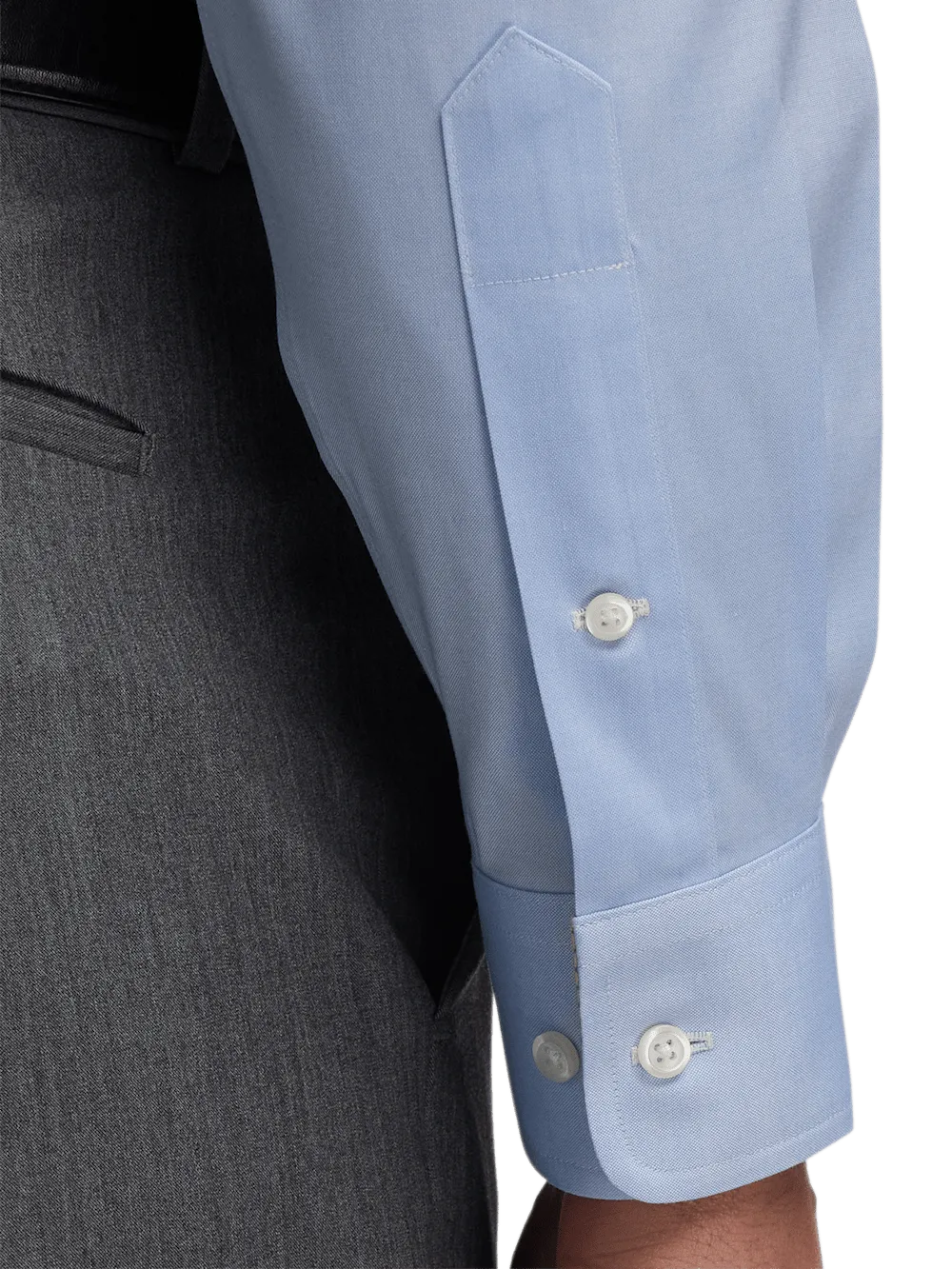 Comfort Stretch Non-Iron Solid Dress Shirt With Contrast Trim - Blue/yellow
