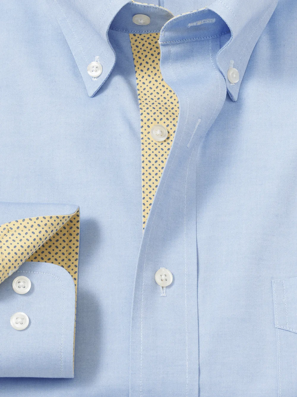 Comfort Stretch Non-Iron Solid Dress Shirt With Contrast Trim - Blue/yellow