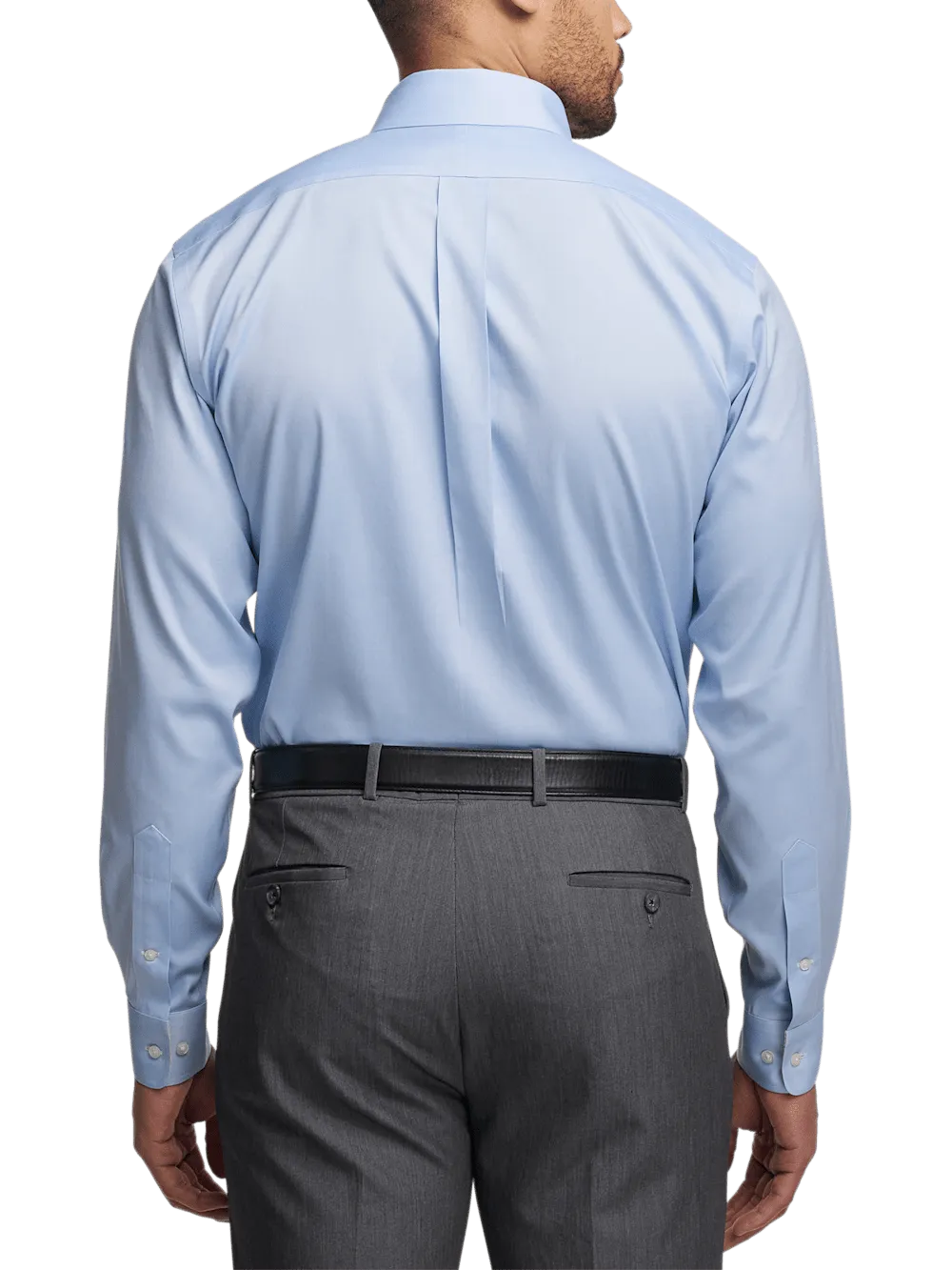 Comfort Stretch Non-Iron Solid Dress Shirt With Contrast Trim - Blue/yellow