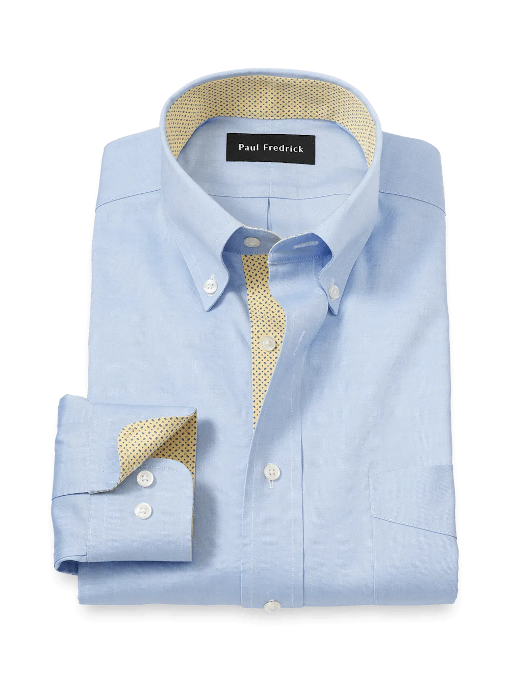 Comfort Stretch Non-Iron Solid Dress Shirt With Contrast Trim - Blue/yellow