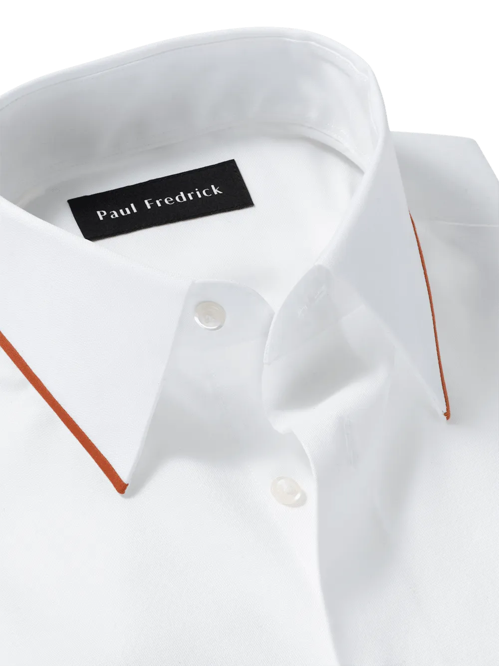 Comfort Stretch Non-Iron Solid Dress Shirt With Contrast Trim - White