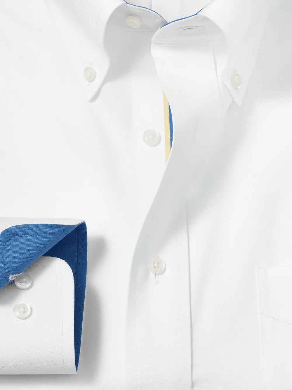 Comfort Stretch Non-Iron Solid Dress Shirt With Contrast Trim - White