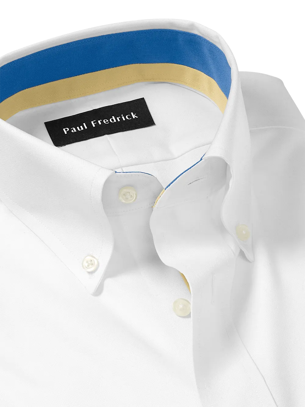 Comfort Stretch Non-Iron Solid Dress Shirt With Contrast Trim - White