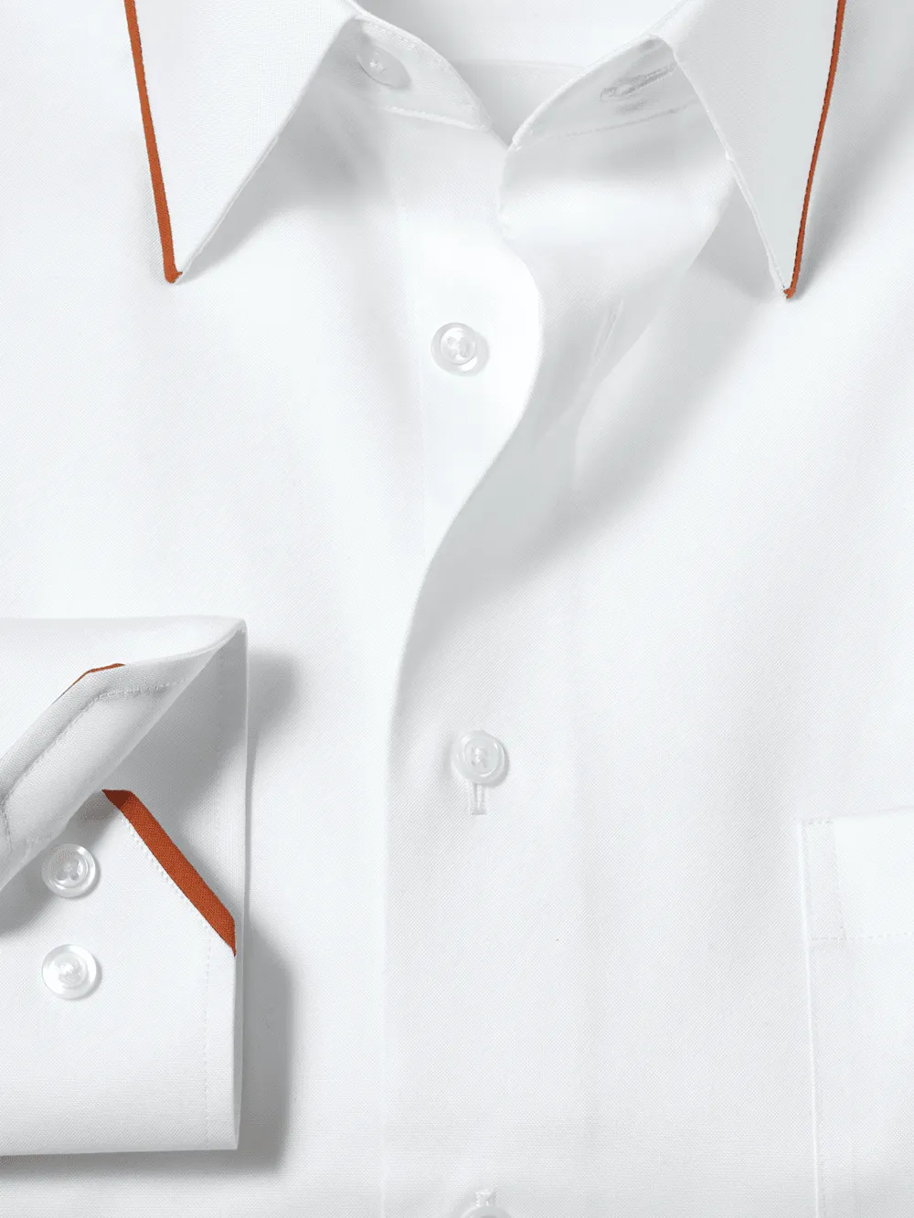 Comfort Stretch Non-Iron Solid Dress Shirt With Contrast Trim - White