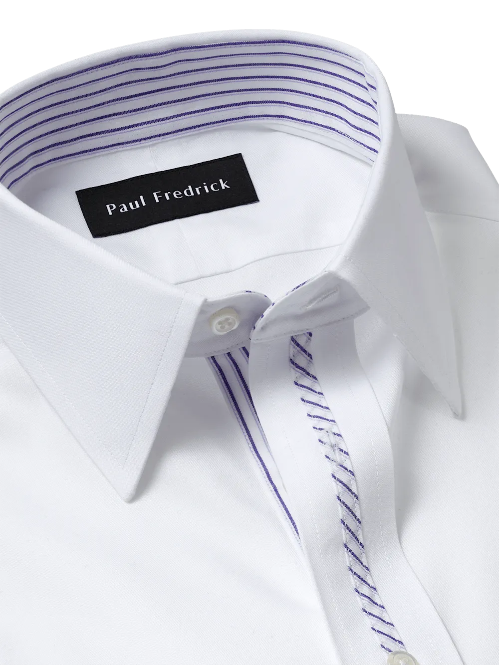 Comfort Stretch Non-Iron Solid Dress Shirt With Contrast Trim - White