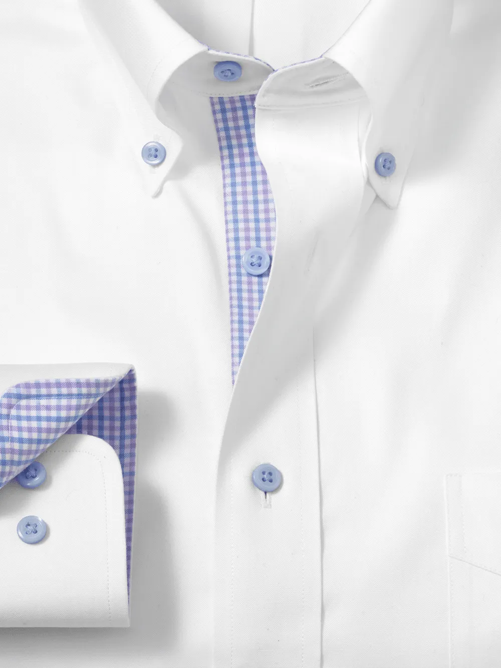 Comfort Stretch Non-Iron Solid Dress Shirt With Contrast Trim - White