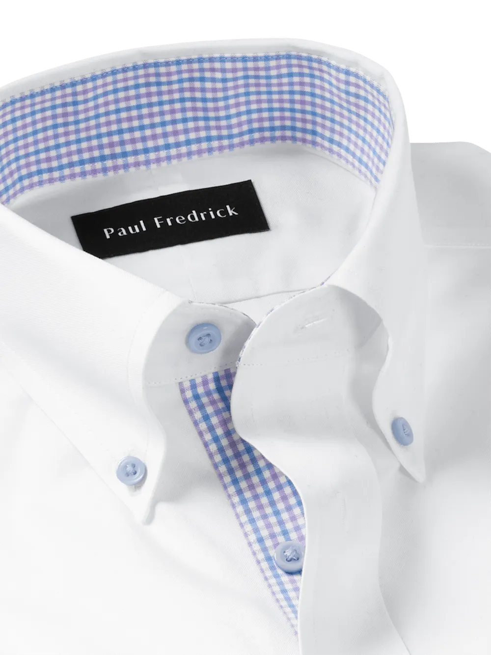 Comfort Stretch Non-Iron Solid Dress Shirt With Contrast Trim - White
