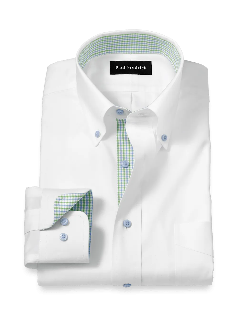 Comfort Stretch Non-Iron Solid Dress Shirt With Contrast Trim - White