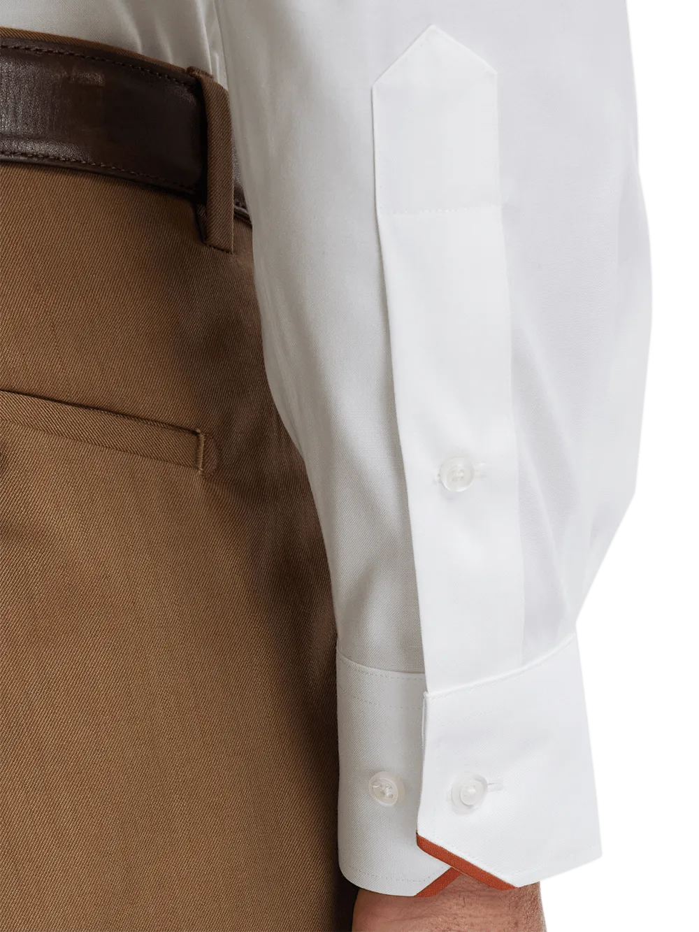 Comfort Stretch Non-Iron Solid Dress Shirt With Contrast Trim - White