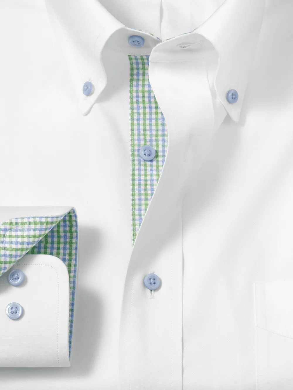 Comfort Stretch Non-Iron Solid Dress Shirt With Contrast Trim - White