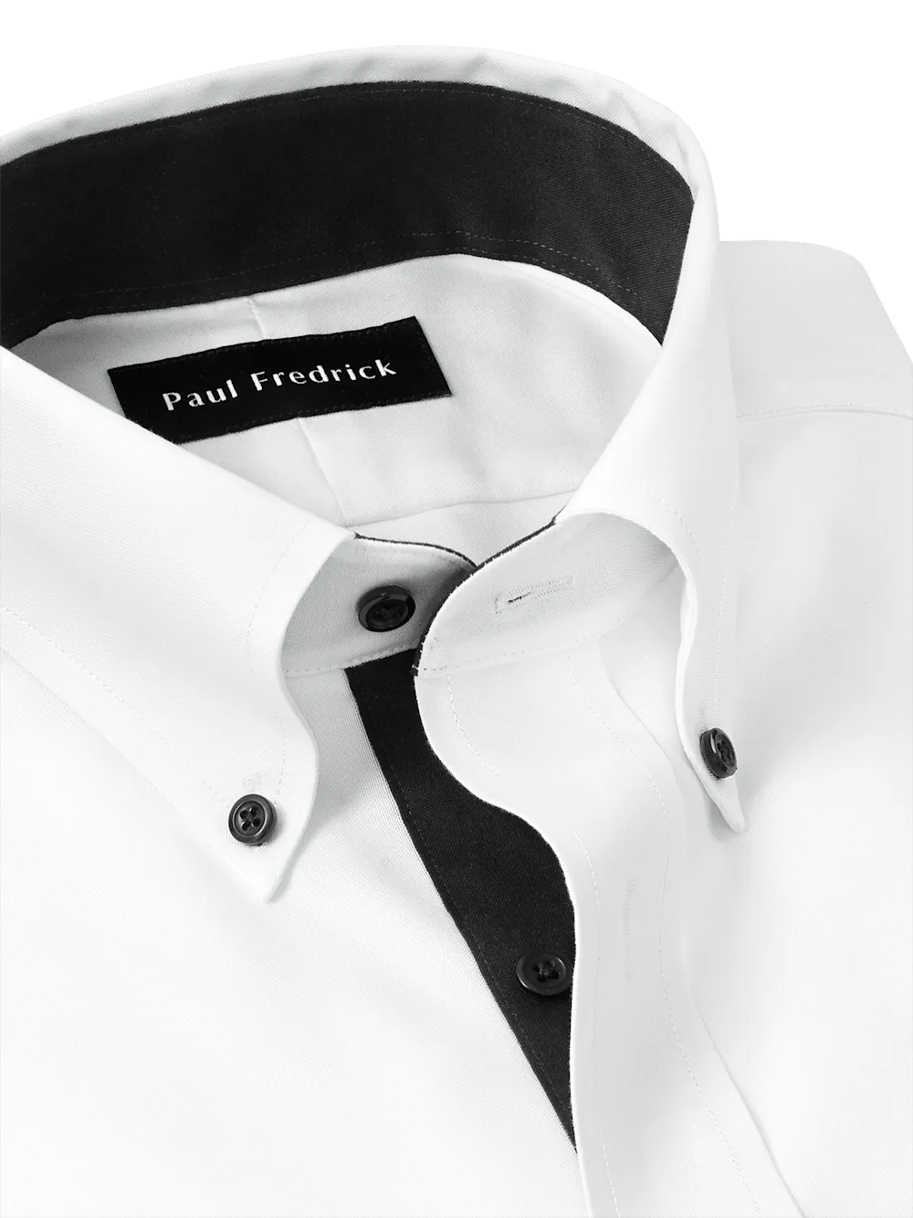 Comfort Stretch Non-Iron Solid Dress Shirt With Contrast Trim - White/black