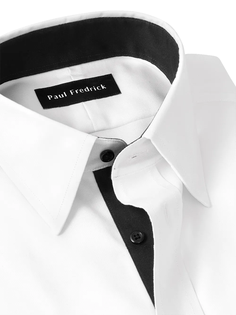 Comfort Stretch Non-Iron Solid Dress Shirt With Contrast Trim - White/black
