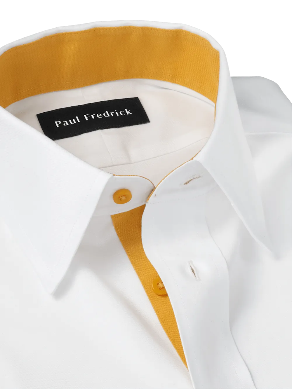 Comfort Stretch Non-Iron Solid Dress Shirt With Contrast Trim - White/gold