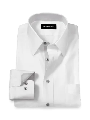 Comfort Stretch Non-Iron Solid Dress Shirt With Contrast Trim - White/grey