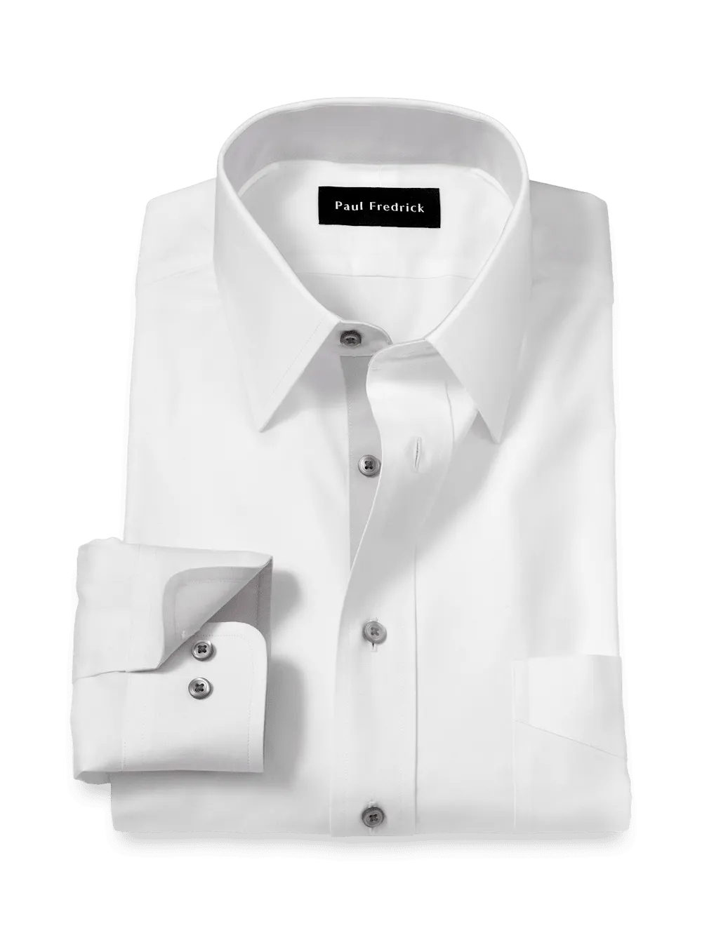 Comfort Stretch Non-Iron Solid Dress Shirt With Contrast Trim - White/grey