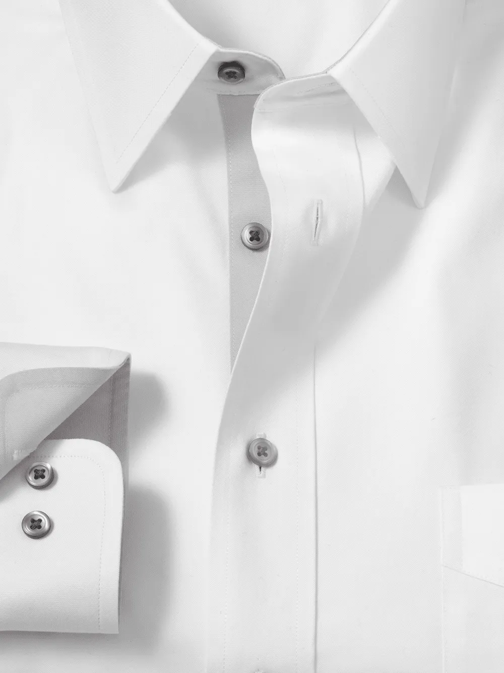 Comfort Stretch Non-Iron Solid Dress Shirt With Contrast Trim - White/grey
