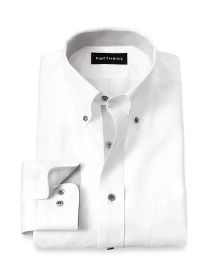 Comfort Stretch Non-Iron Solid Dress Shirt With Contrast Trim - White/grey