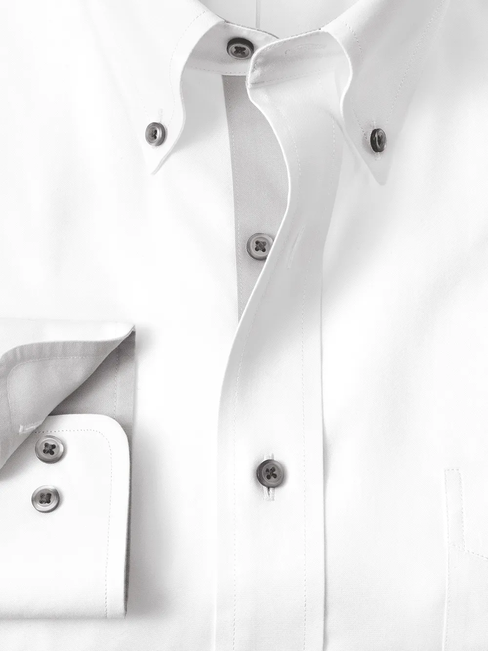 Comfort Stretch Non-Iron Solid Dress Shirt With Contrast Trim - White/grey