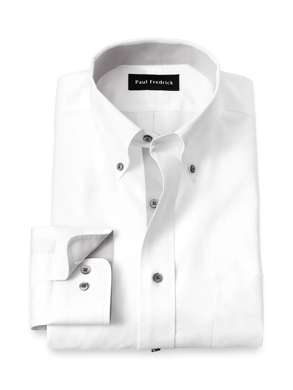 Comfort Stretch Non-Iron Solid Dress Shirt With Contrast Trim - White/grey