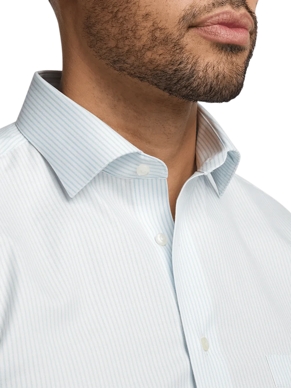 Comfort Stretch Non-Iron Stripe Dress Shirt - Light Blue