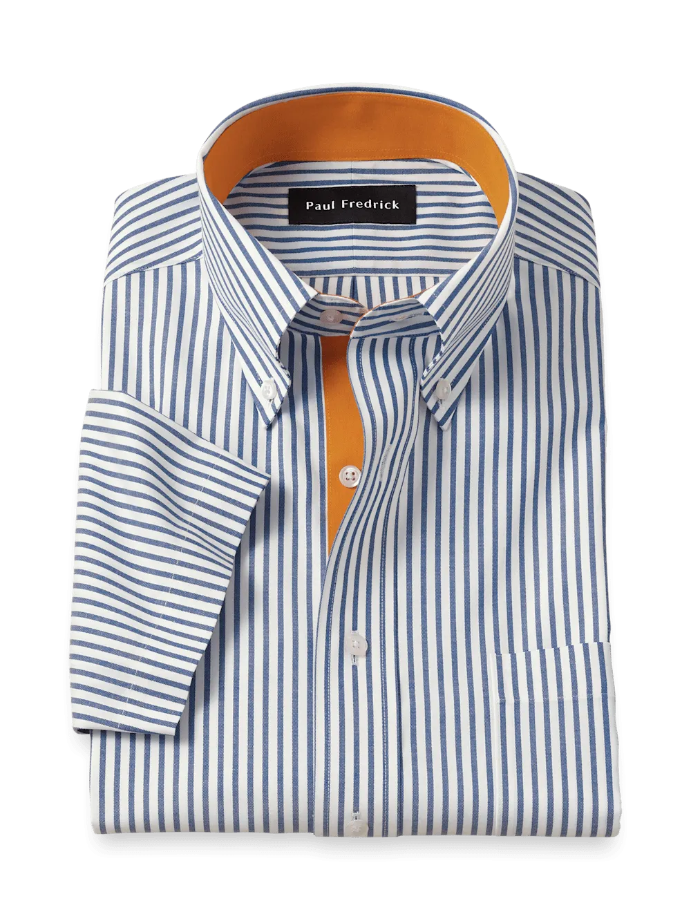 Comfort Stretch Non-Iron Stripe Dress Shirt With Contrast Trim - Blue
