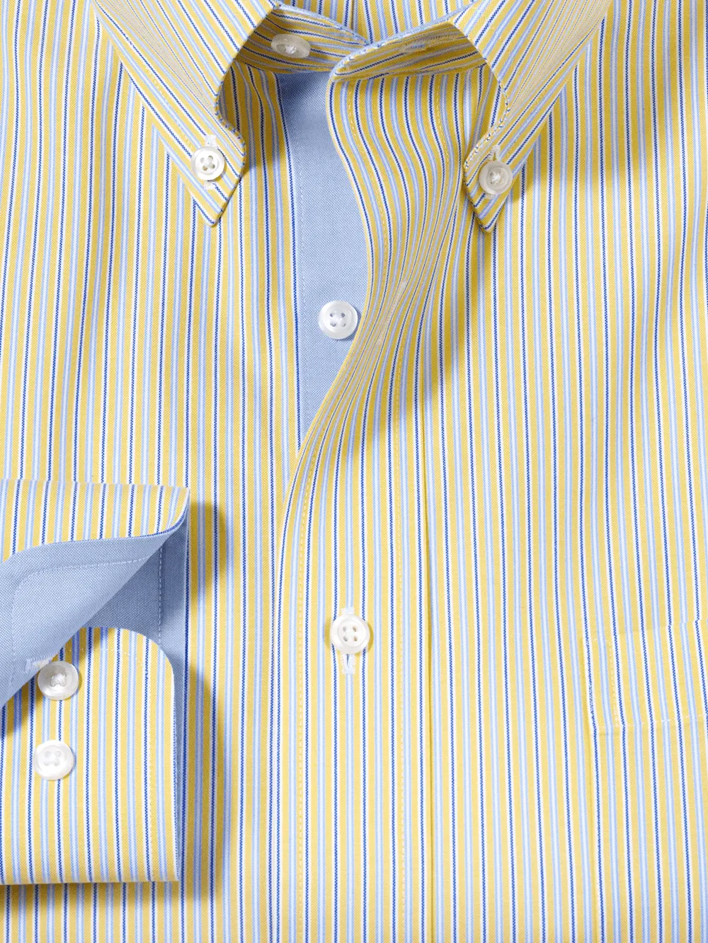 Comfort Stretch Non-Iron Stripe Dress Shirt With Contrast Trim - Blue/yellow