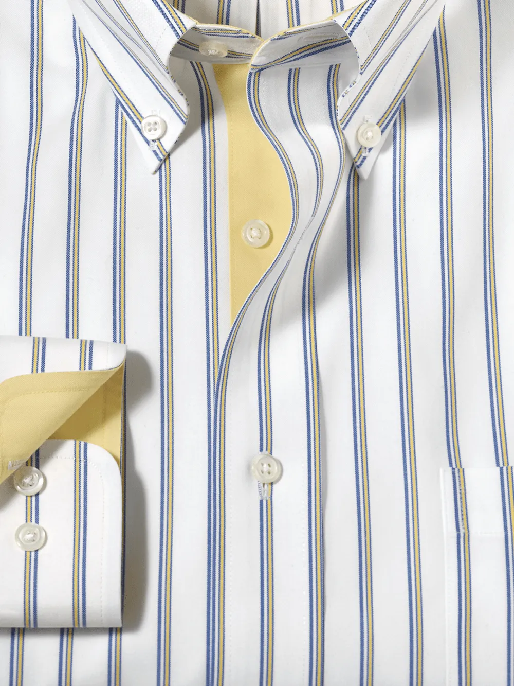 Comfort Stretch Non-Iron Stripe Dress Shirt With Contrast Trim - Blue/yellow
