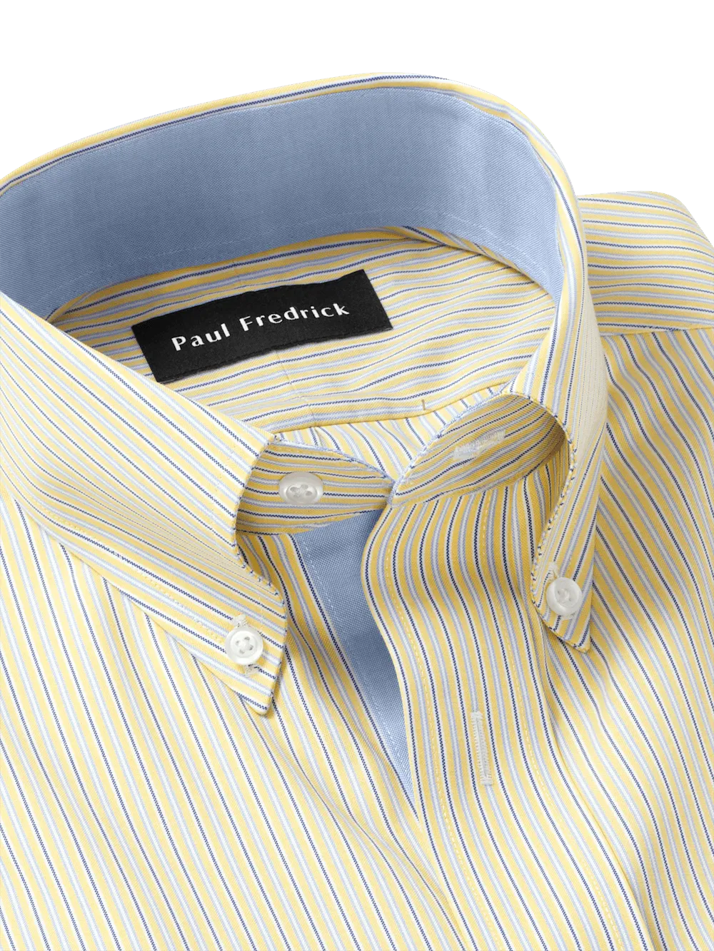 Comfort Stretch Non-Iron Stripe Dress Shirt With Contrast Trim - Blue/yellow