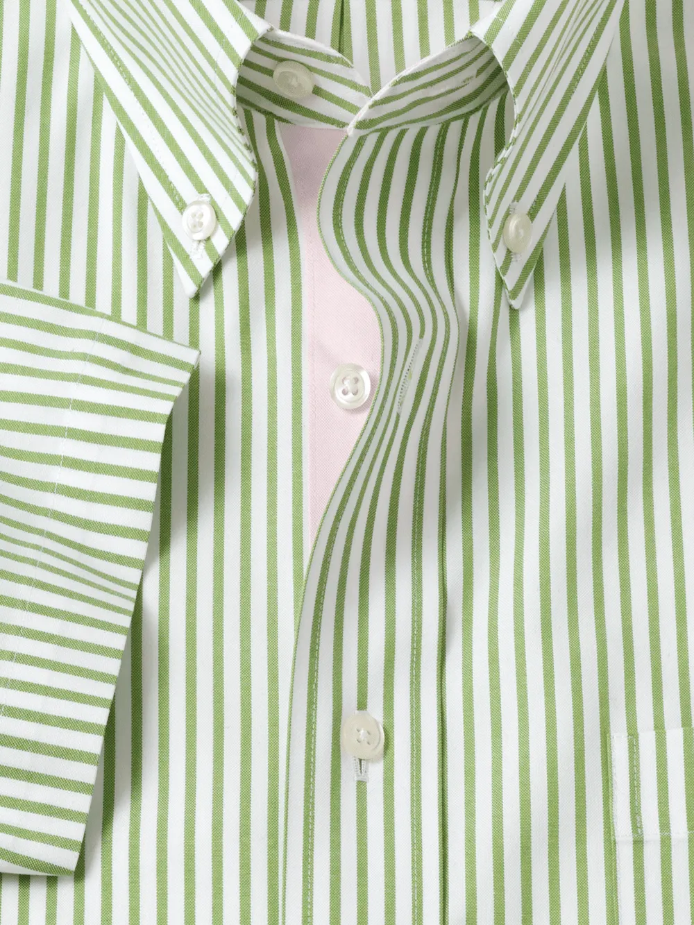 Comfort Stretch Non-Iron Stripe Dress Shirt With Contrast Trim - Green