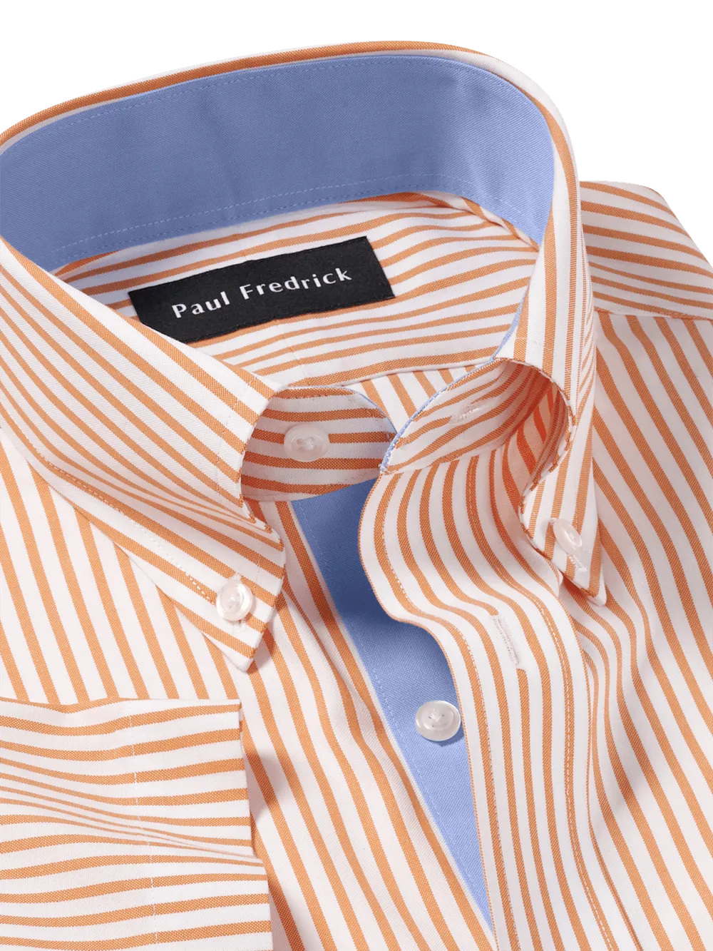 Comfort Stretch Non-Iron Stripe Dress Shirt With Contrast Trim - Melon