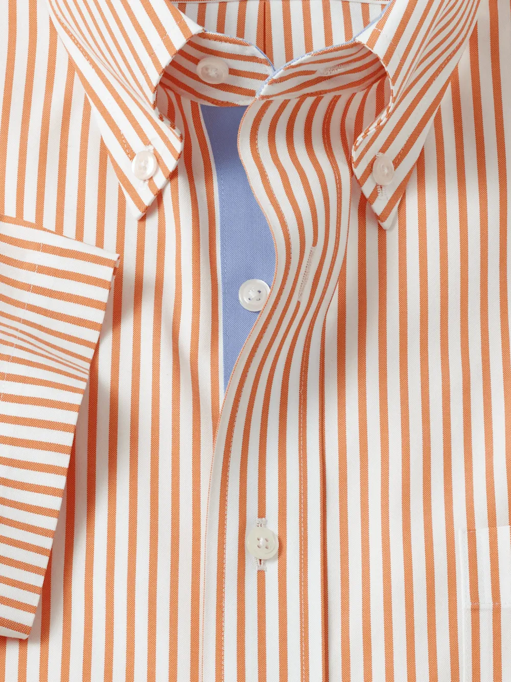Comfort Stretch Non-Iron Stripe Dress Shirt With Contrast Trim - Melon