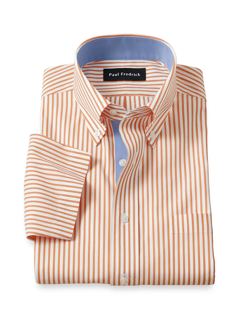 Comfort Stretch Non-Iron Stripe Dress Shirt With Contrast Trim - Melon