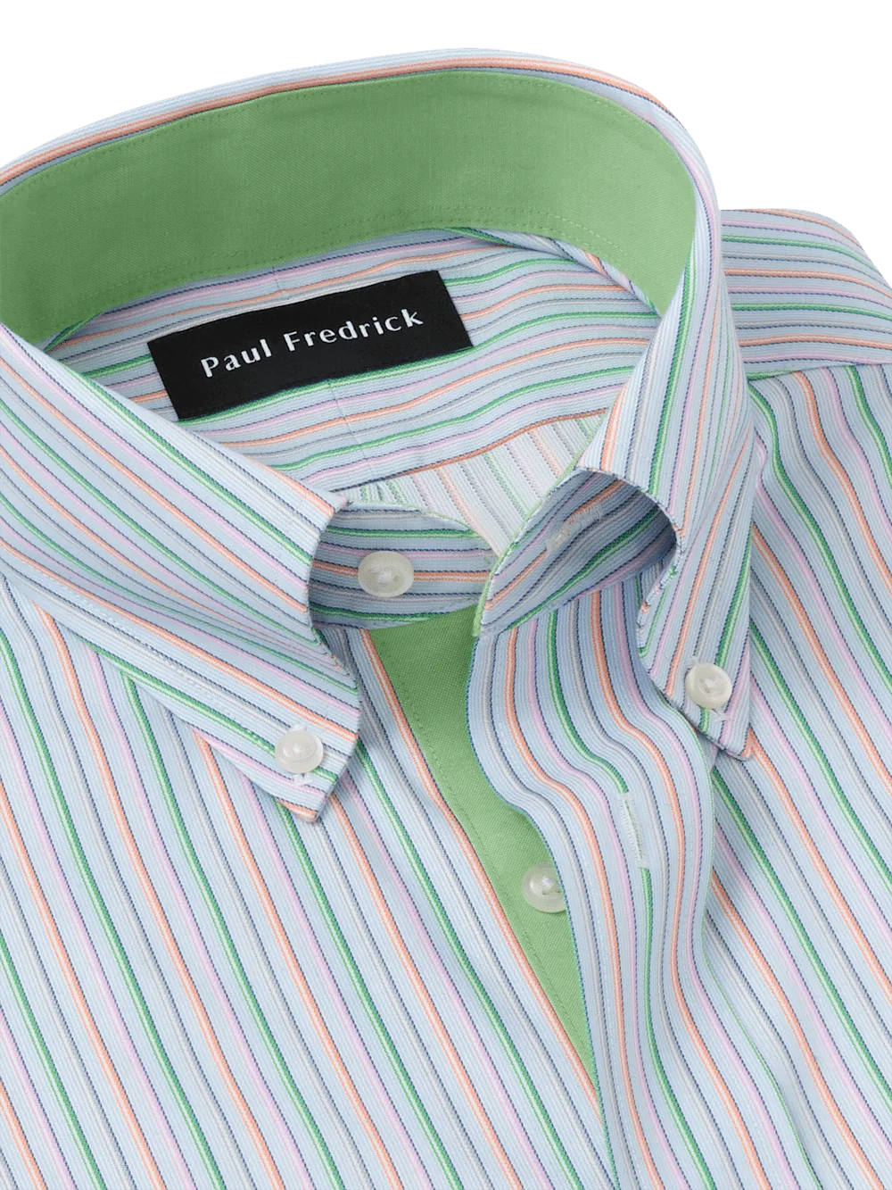 Comfort Stretch Non-Iron Stripe Dress Shirt With Contrast Trim - Multi