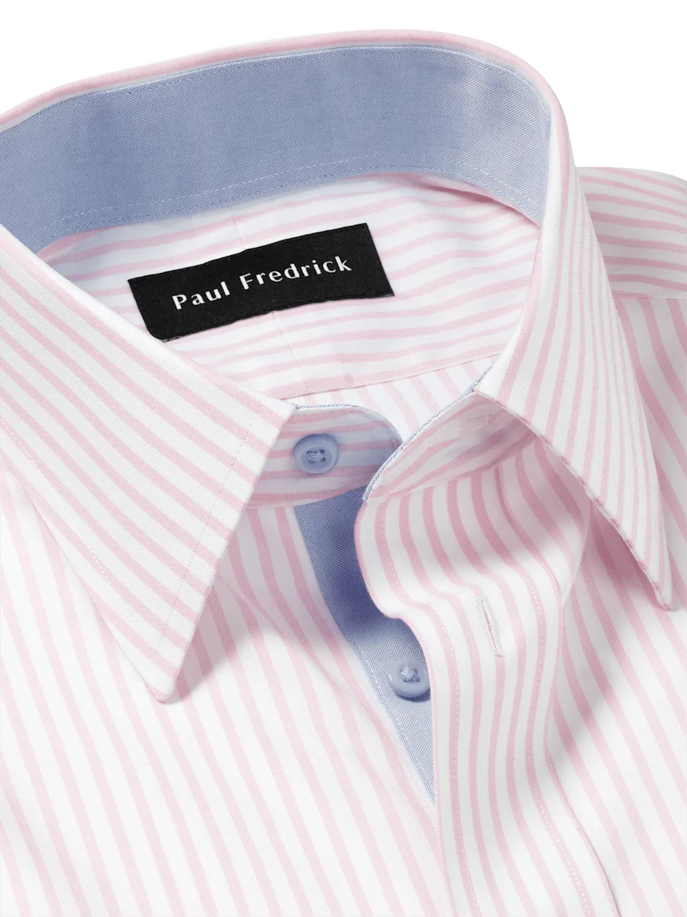 Comfort Stretch Non-Iron Stripe Dress Shirt With Contrast Trim - Pink