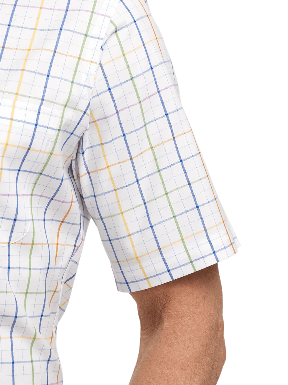 Comfort Stretch Non-Iron Tattersall Dress Shirt With Contrast Trim - Multi