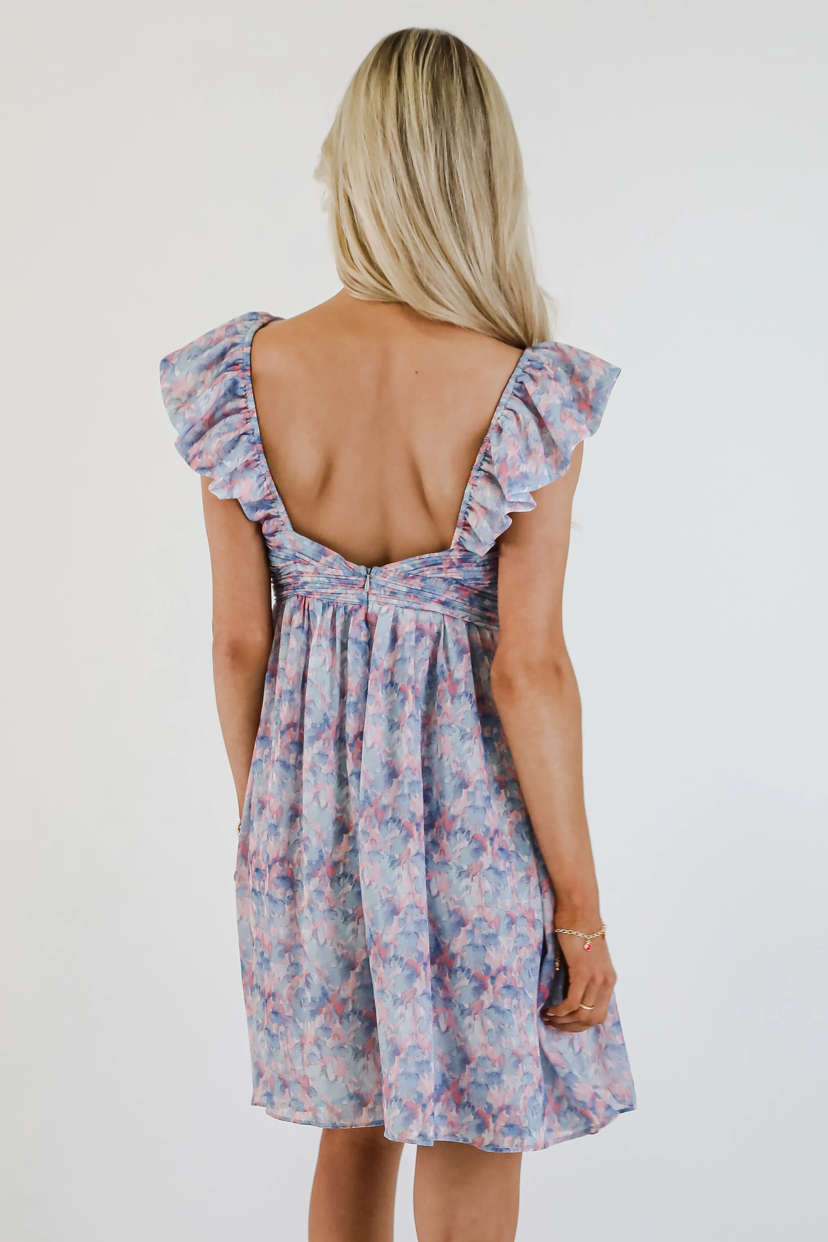 Confidently Charismatic Blue Floral Mini Dress